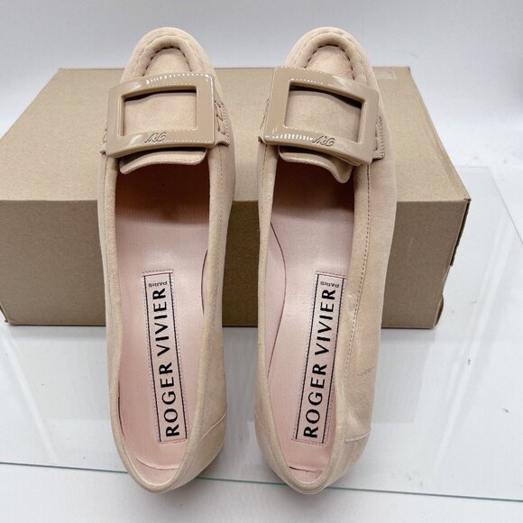Roger Vivier Women's Shoes Flats Square Buckle Shallow Round Toe Heels 40 US 10 - Picture 9 of 14